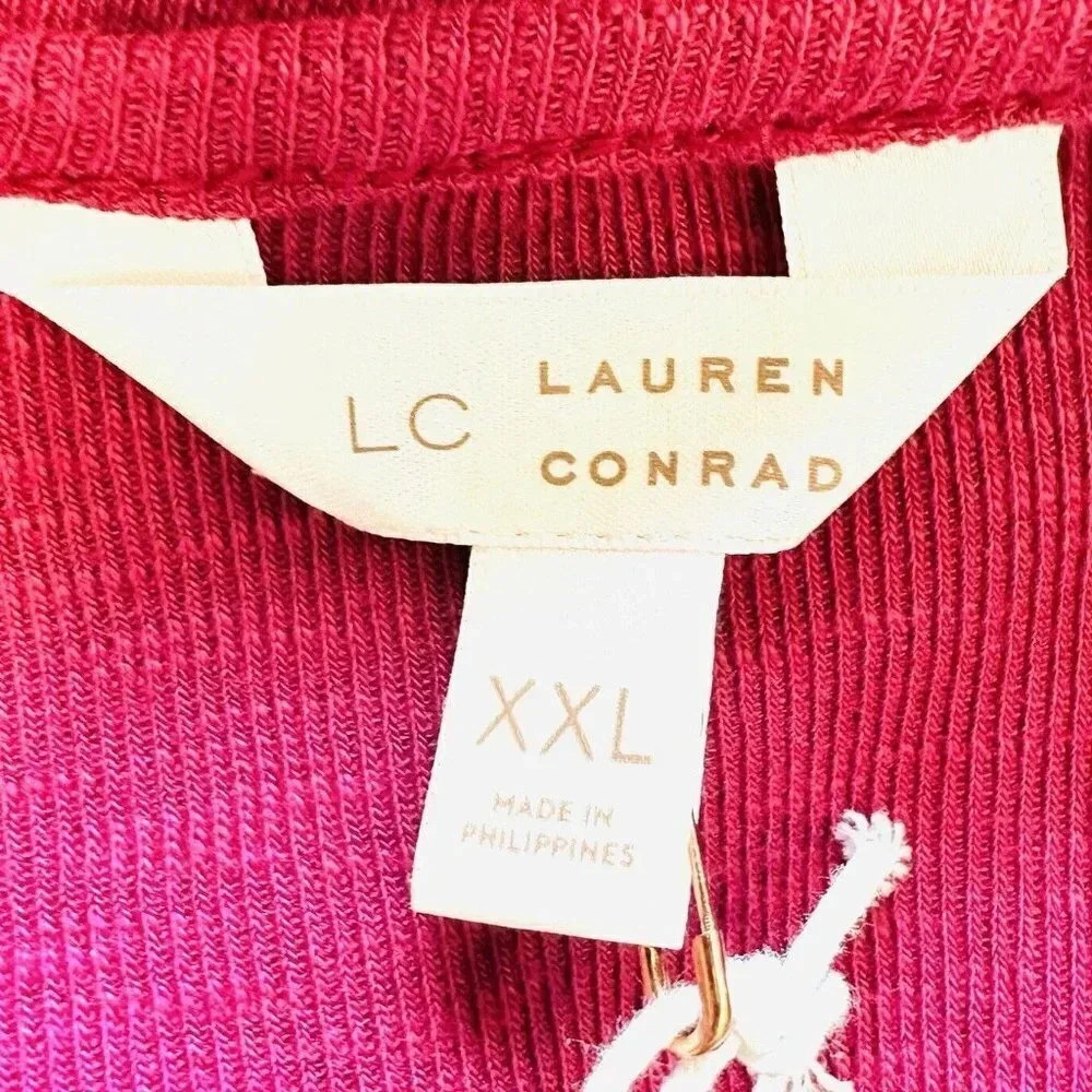 NWT LAUREN CONRAD Women Long Sleeve Pullover Round Neck Red Shirt Plus Size XXL - Picture 10 of 12